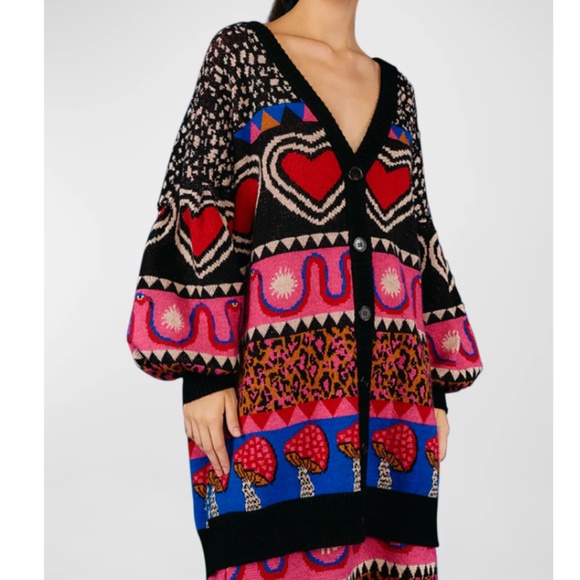FARM Rio Sweaters - NWT $210 Farm Rio Ainika Graphic Elements Cardigan in size Large!